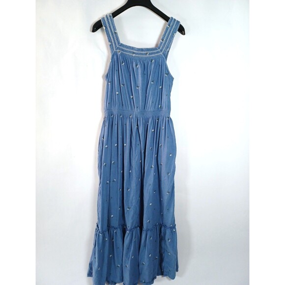 Old Navy Tiered Maxi Dress Large Tall Embroidered Cottage Boho Western Beachy - Picture 4 of 10